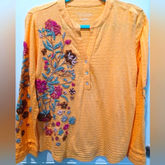 Soft Surroundings Tops - STUNNING SOFT SURROUNDINGS FLORAL EMBROIDERED COTTON BLOUSE!